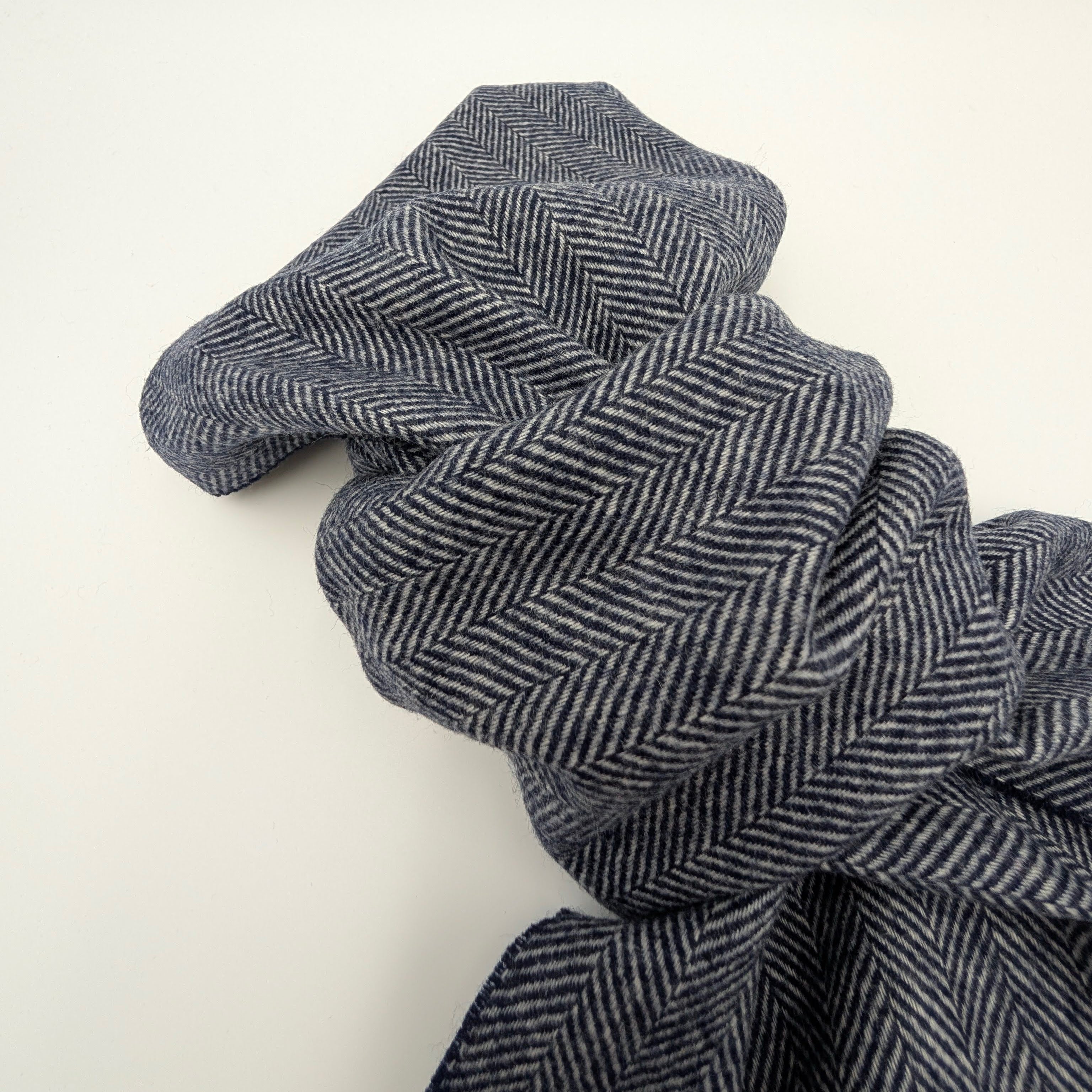Scarf Wool/Cashmere Fishbone Navy