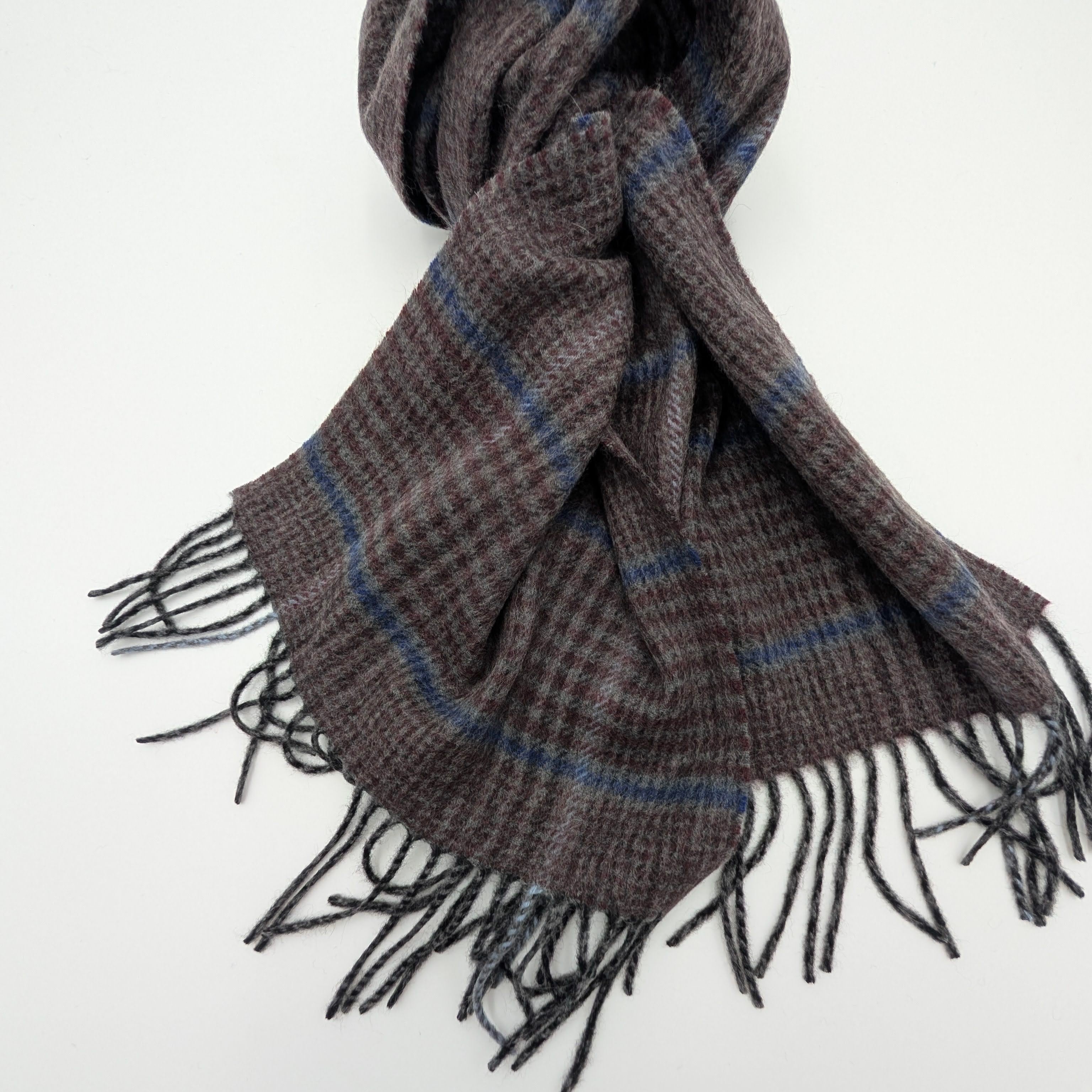 Scarf Cashmere Check Burgundy