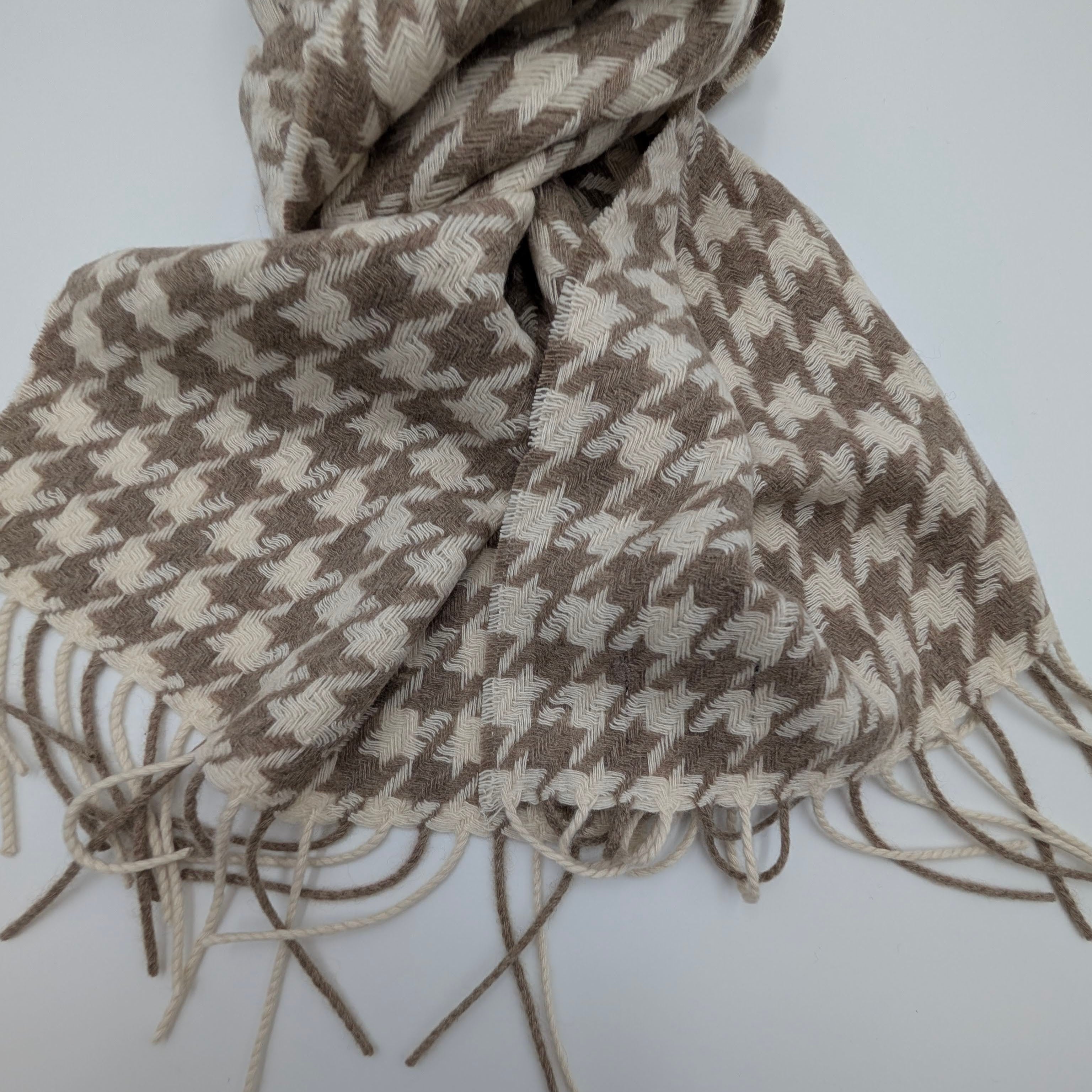 Scarf Cashmere Big Pied de Poule Beige