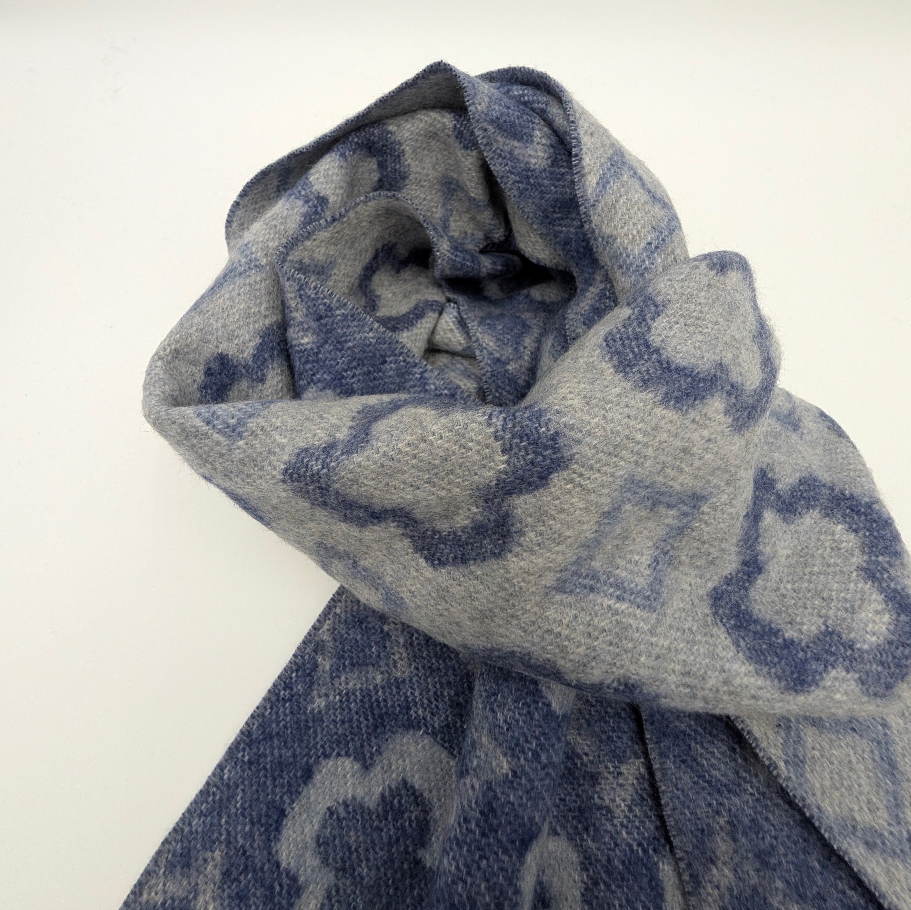 Scarf Cashmere Big Flower Blue