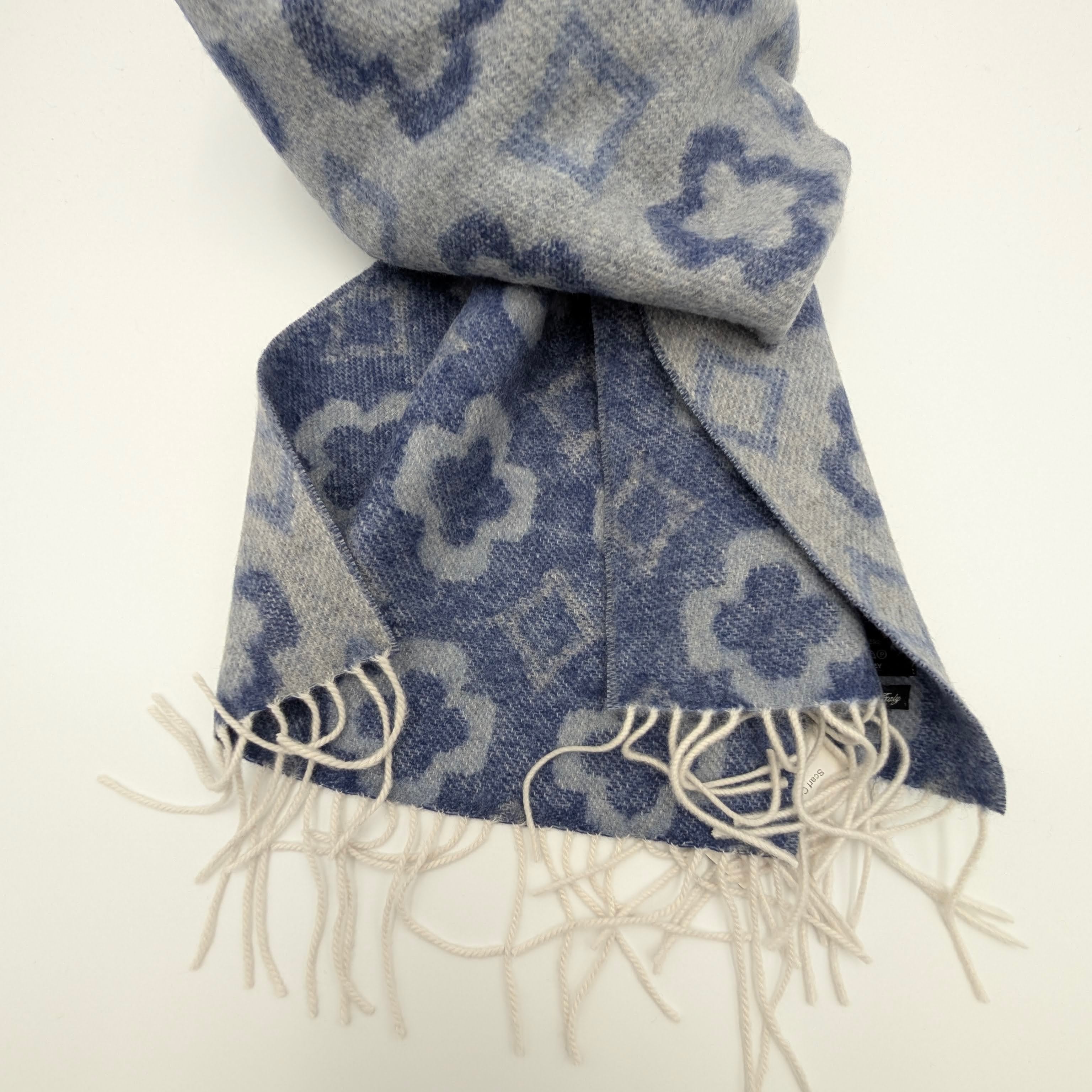 Scarf Cashmere Big Flower Blue