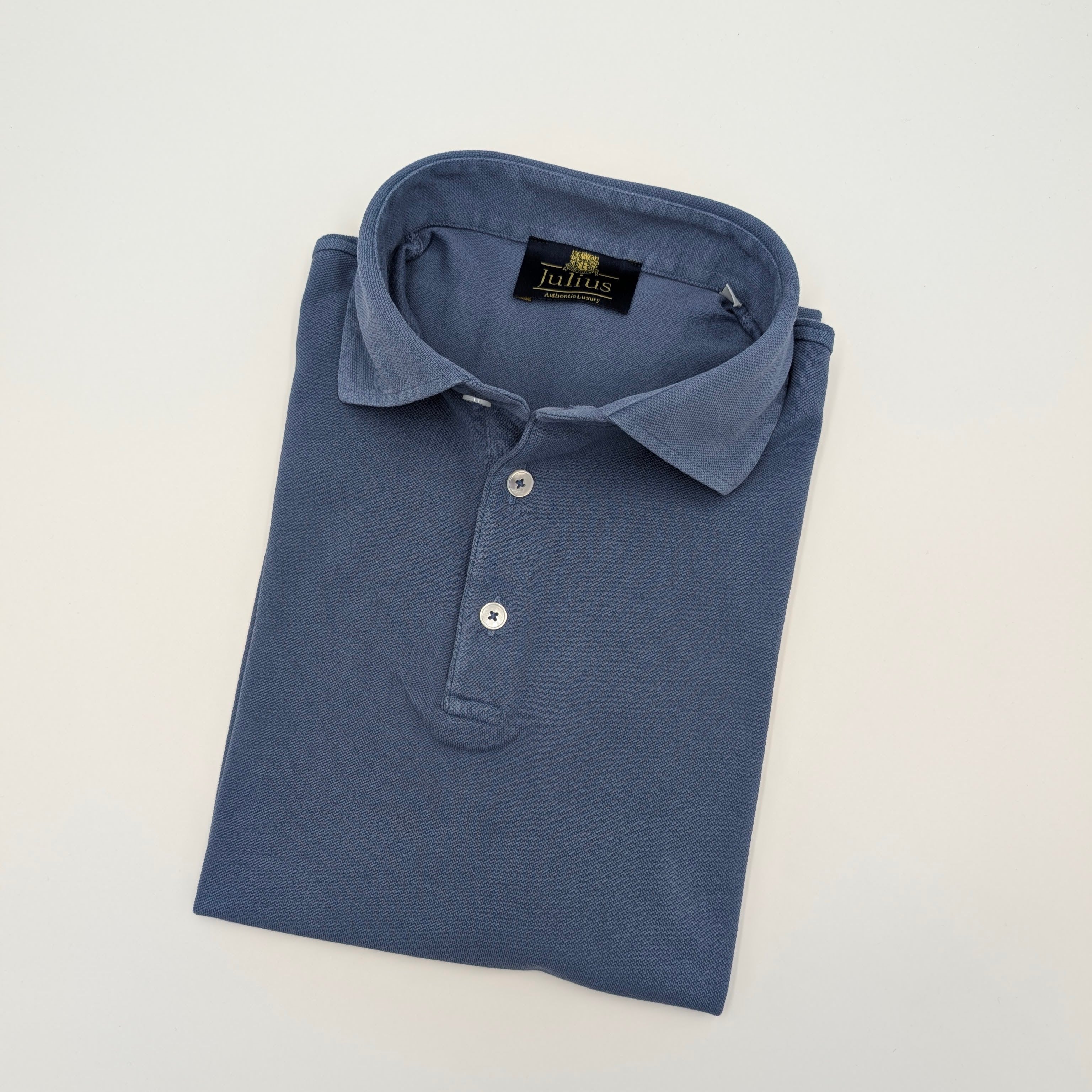 Kurzarm-Polohemd von Julius aus Baumwolle, mittelblau