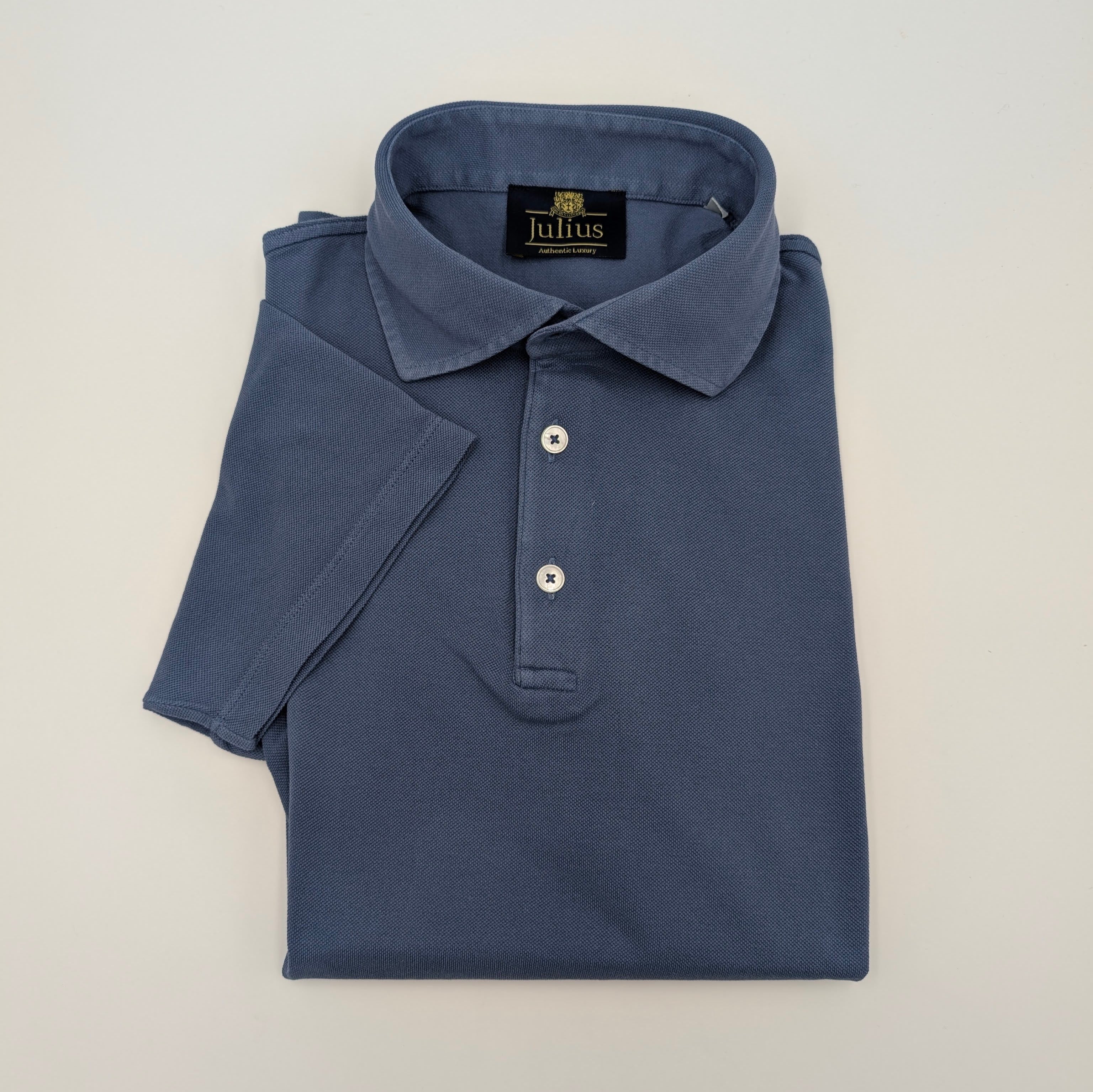 Kurzarm-Polohemd von Julius aus Baumwolle, mittelblau