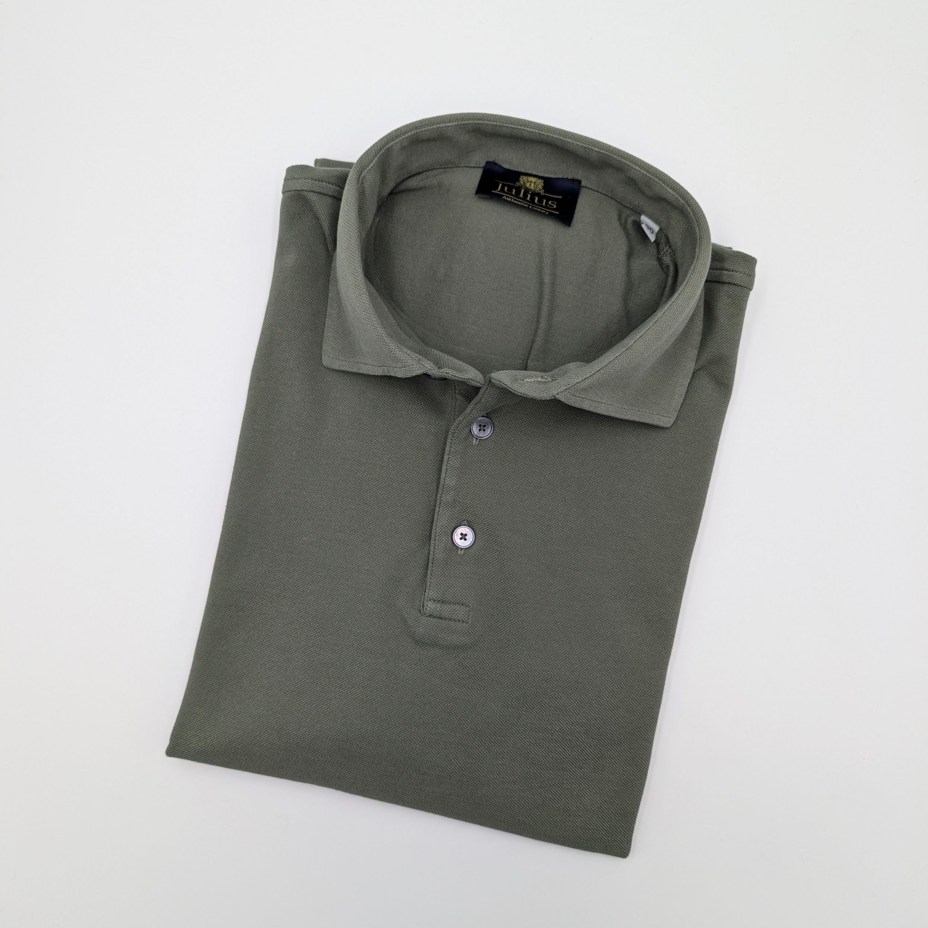 Kurzarm-Polohemd von Julius aus Baumwolle, olivgrün