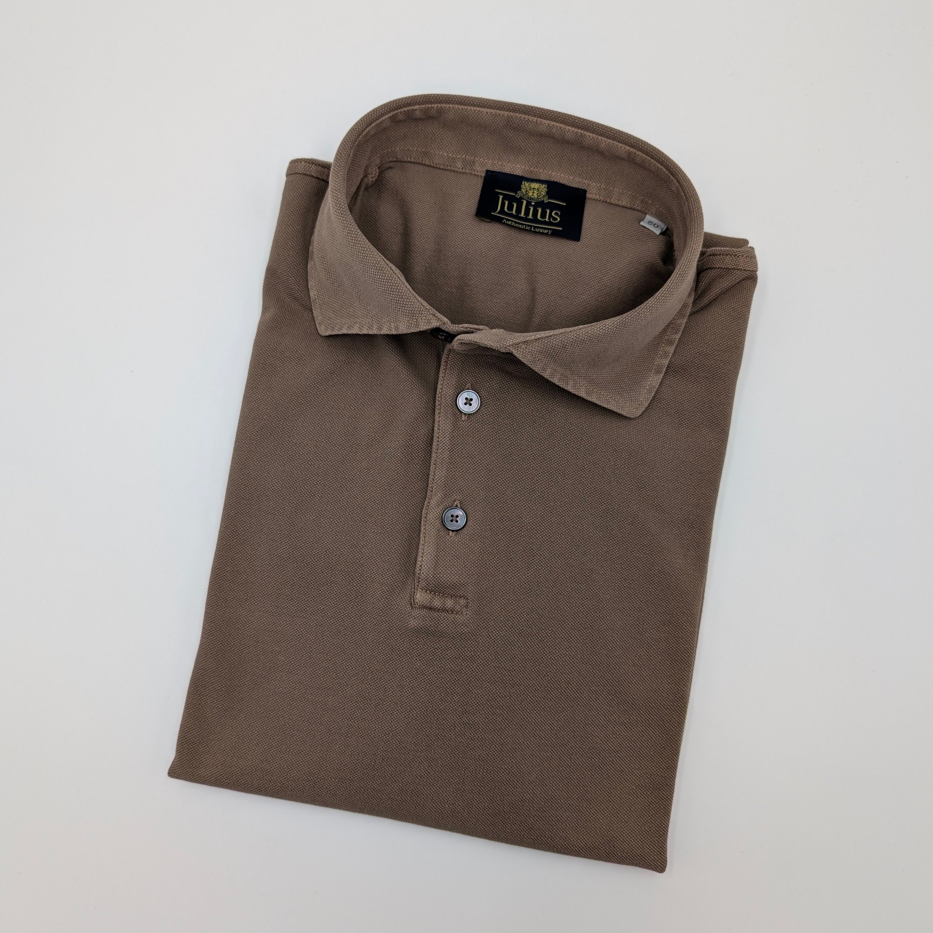 Kurzarm-Polohemd aus Baumwolle von Julius, mittelbraun