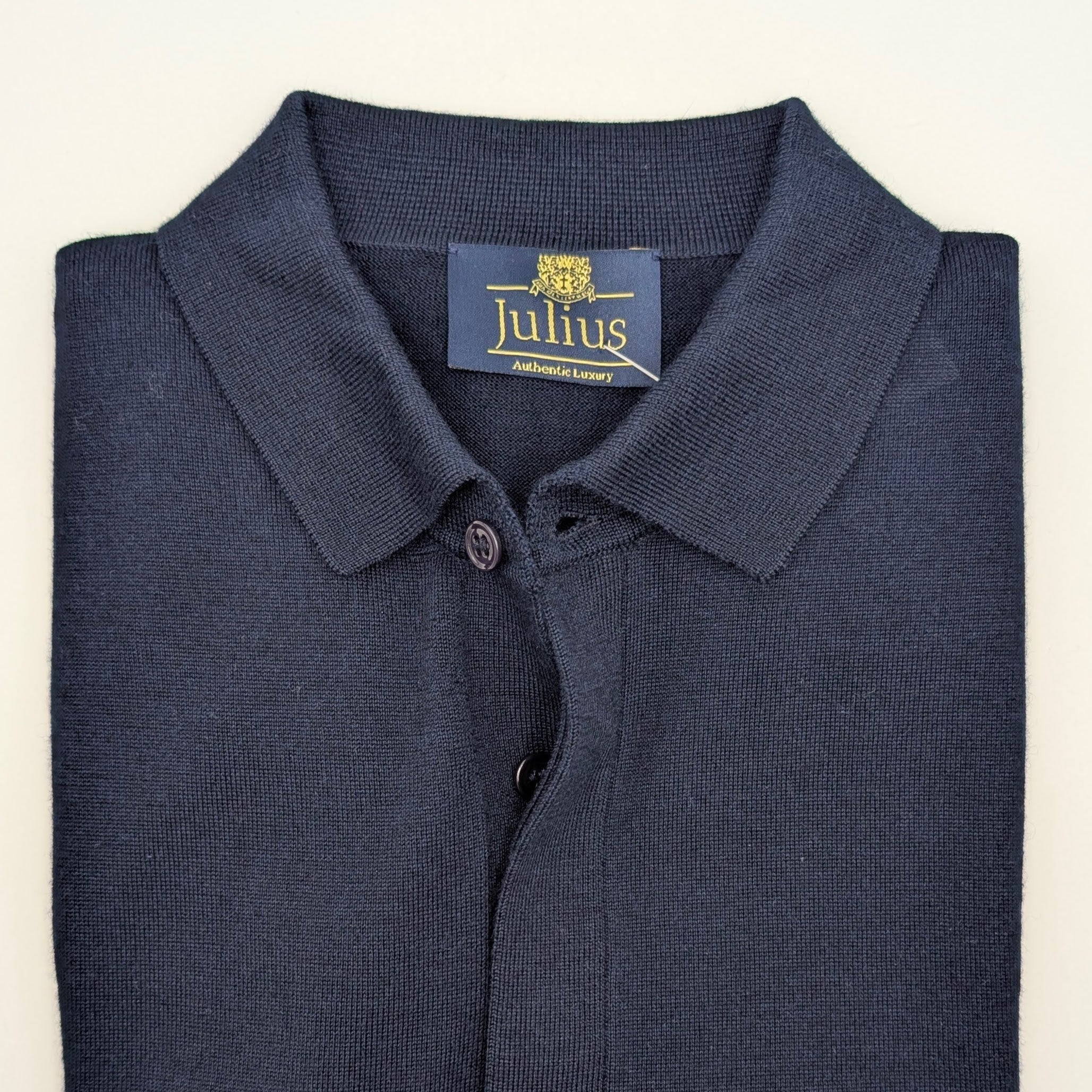 Short sleeve Polo Blind Button Merino/Cashm/Silk Navy