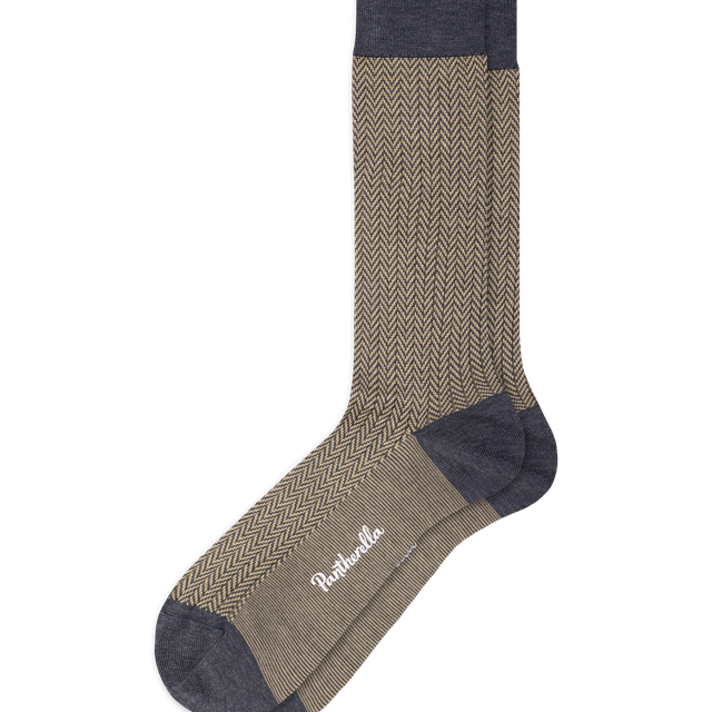 Sock Fishbone Fil D'Ecosse Grey/Brown