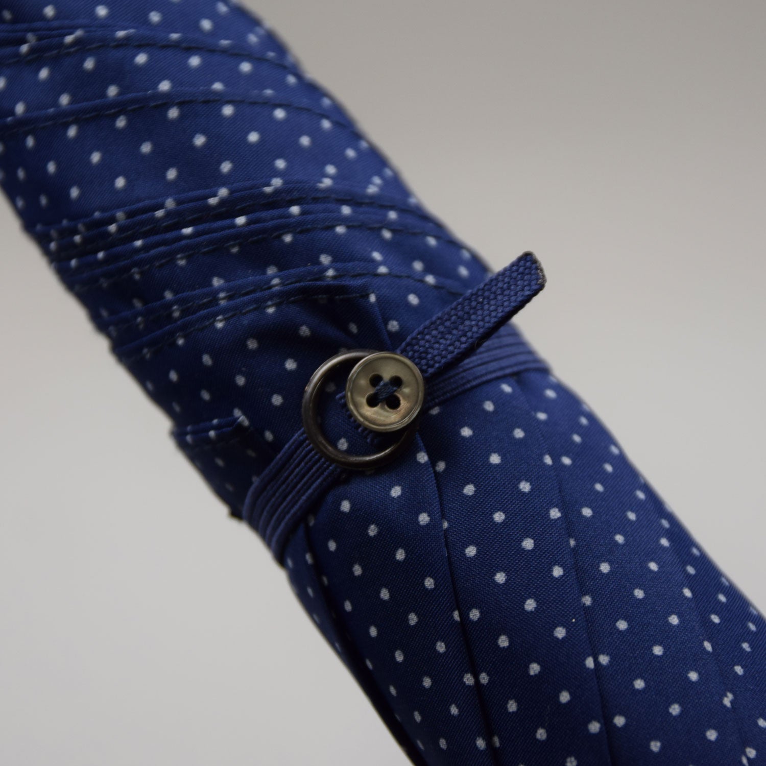 Fox paraplu polkadot blauw met kastanje handvat 