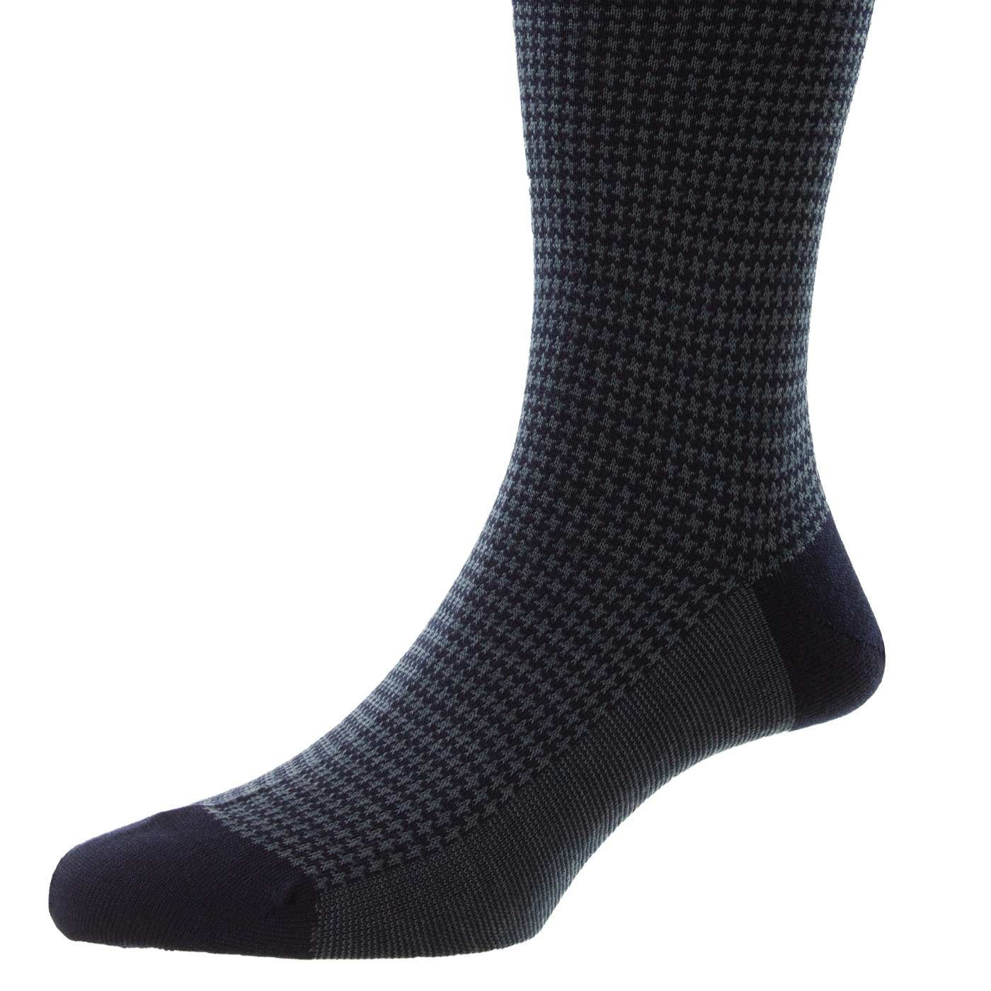 Sock Houndstooth Highbury Navy